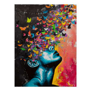 Levendige Vlinder Geest Surrealistisch Portret Perfect Poster