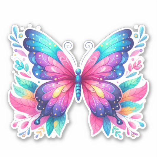 levendige vlinder sticker (Voorkant)