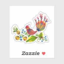 Levendige vogel van geluk bloemsticker
