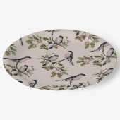 Levendige  vogelafdrukken papieren bordje (Gekanteld)