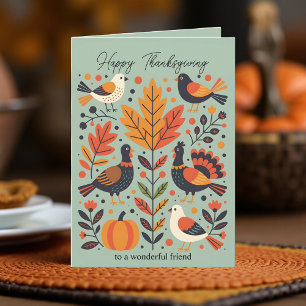 Levendige volkskunst Turkije Pompoen Herfst Thanks Kaart