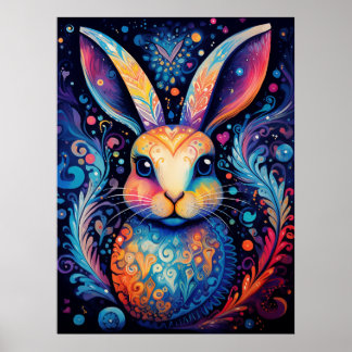 Levendige vortex: bloeiende konijnengelukzaligheid poster