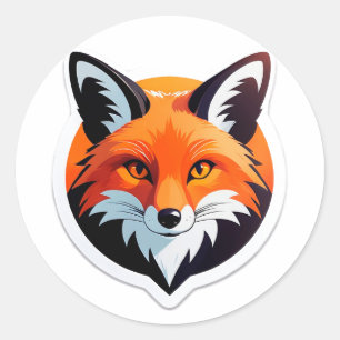 Levendige Vossen Kop Ronde Sticker
