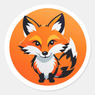 Levendige Vossen Kop Ronde Sticker