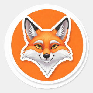 Levendige Vossen Kop Ronde Sticker