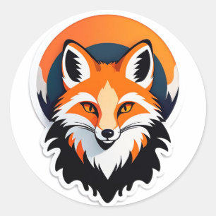 Levendige Vossen Kop Ronde Sticker