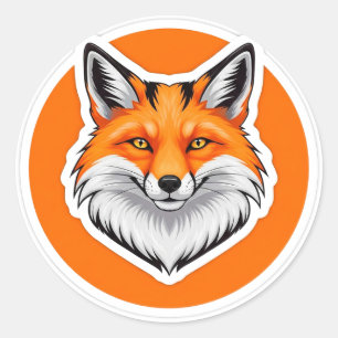 Levendige Vossen Kop Ronde Sticker