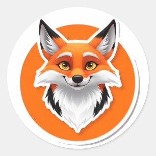 Levendige Vossen Kop Ronde Sticker