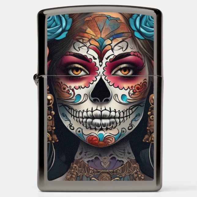 Levendige vrouw: Dag van de dode suiker schedel ma (Front)