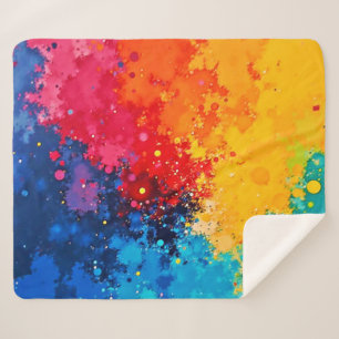 Levendige Watercolor Chaos Kunst Sherpa Deken