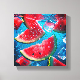Levendige Watermeloen Slices Onderwater – Verfriss Canvas Afdruk