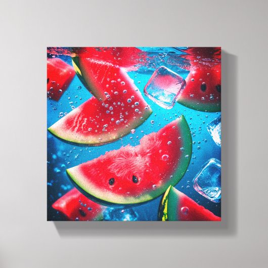 Levendige Watermeloen Slices Onderwater – Verfriss Canvas Afdruk (Voorkant)
