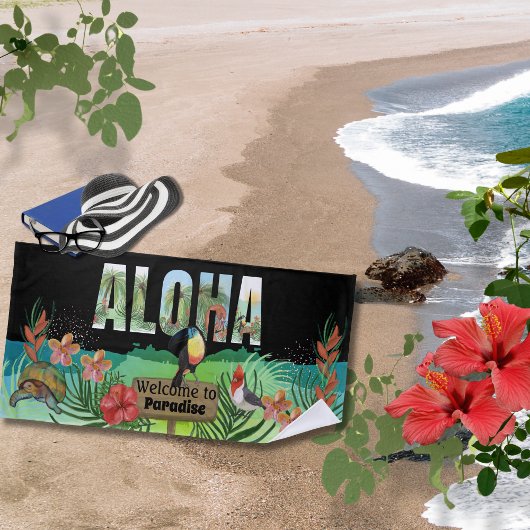 Levendige Waterverf Aloha Tropical Paradise Strandlaken