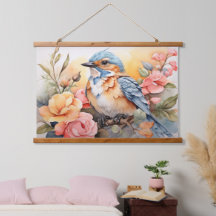 Levendige Waterverf Bird Floral Art Natuur geïnspi