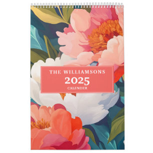 Levendige Waterverf bloemen maximalist 2025 Kalender