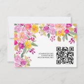 Levendige Waterverf Bloemen Script Wedding QR RSVP Kaart (Achterkant)