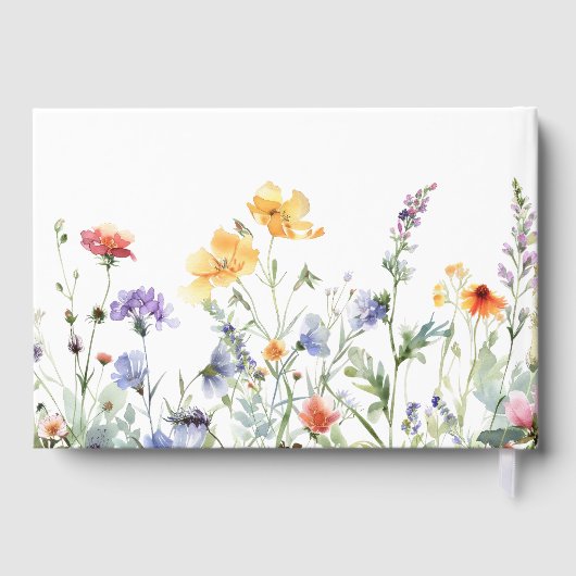 Levendige Waterverf Bloemenbruiloft Gastenboek (Achterkant)