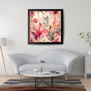 Levendige Waterverf Bloemenpatroon voor Home Decor Foto Afdruk