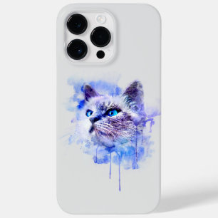 Levendige Waterverf Cat Face T-shirt Case-Mate iPhone 14 Pro Max Hoesje