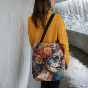Levendige Waterverf Dia de los Muertos Catrina Draagtas