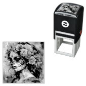 Levendige Waterverf Dia de los Muertos Catrina Zelfinktende Stempel (In situ)