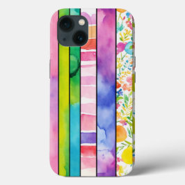 Levendige Waterverf Digitale Papers voor iPhone 13 Hoesje