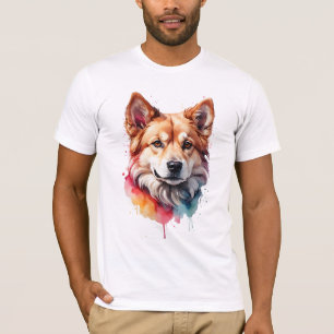 Levendige Waterverf Dog Loyal Companion Art T-shirt