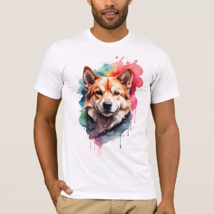 Levendige Waterverf Dog Loyal Companion Art T-shirt