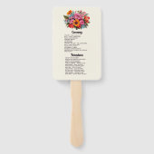 Levendige Waterverf Floral Fiesta Trouwprogramma Handwaaier (Achterkant)