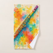 Levendige Waterverf Fluit Custom Bad Handdoek (Handdoek)