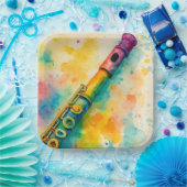 Levendige Waterverf fluit Papieren Bordje (Feest)