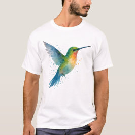 Levendige Waterverf Hummingbird in Flight T-shirt