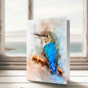 Levendige Waterverf Kolibrie Vogel op een tak Bedankkaart