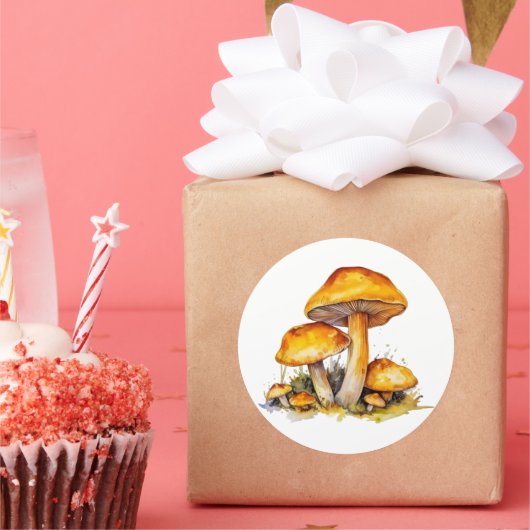 Levendige Waterverf Paddenstoel Sticker (Feest)