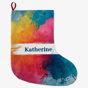Levendige Waterverf Paint Splash met aangepaste na Grote Kerstsok