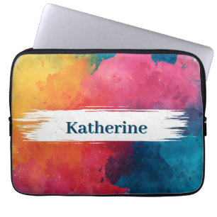 Levendige Waterverf Paint Splash met aangepaste na Laptop Sleeve