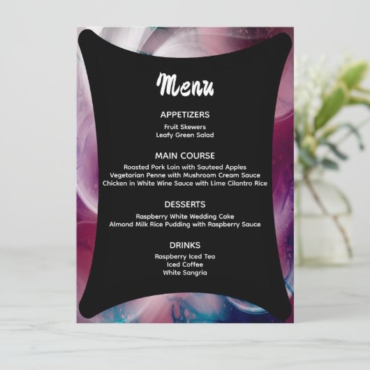 Levendige Waterverf Roze bruiloft Menu (Staand voorkant)