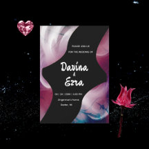 Levendige Waterverf Roze Huwelijksuitnodiging