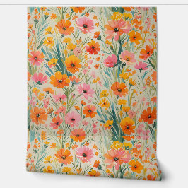 Levendige Waterverf Spring Floral Peel en Stick Behang