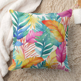 Levendige Waterverf Tropische Oerwouden bladeren Kussen