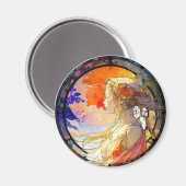 Levendige Waterverf van Girl Magnet Magneet (Voorkant / Achterkant)