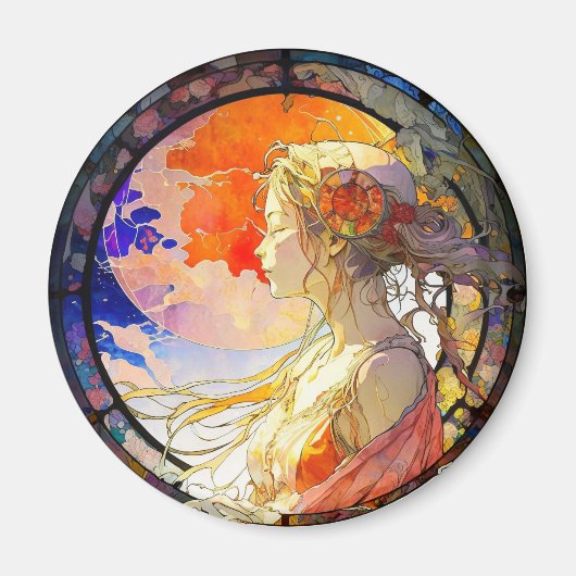 Levendige Waterverf van Girl Magnet Magneet (Voorkant)