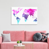 Levendige Waterverf Wereldkaart Canvas Art Afdruk (Insitu (Woonkamer))