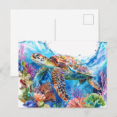 Levendige Waterverf Zee schildpad Briefkaart (Voorkant / Achterkant)