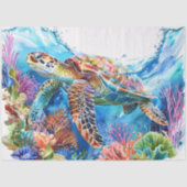 Levendige Waterverf Zee Schildpad Decoupage Tissuepapier (Voorkant)