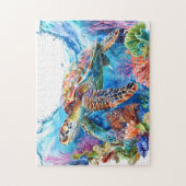 Levendige Waterverf Zee schildpad Legpuzzel (Verticaal)