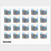 Levendige Waterverf Zee schildpad Vierkante Sticker (Vel)