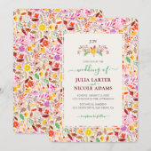 Levendige Waterverven Zomertulp Bloemen Bruiloft Kaart (Voorkant / Achterkant)