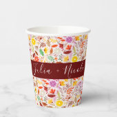 Levendige Waterverven Zomertulp Bloemen Bruiloft Papieren Bekers (Links)