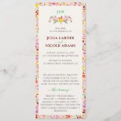 Levendige Waterverven Zomertulp Bloemen Bruiloft Programma (Voorkant)